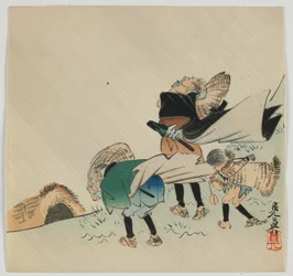 Three Travelers Caught in the Wind